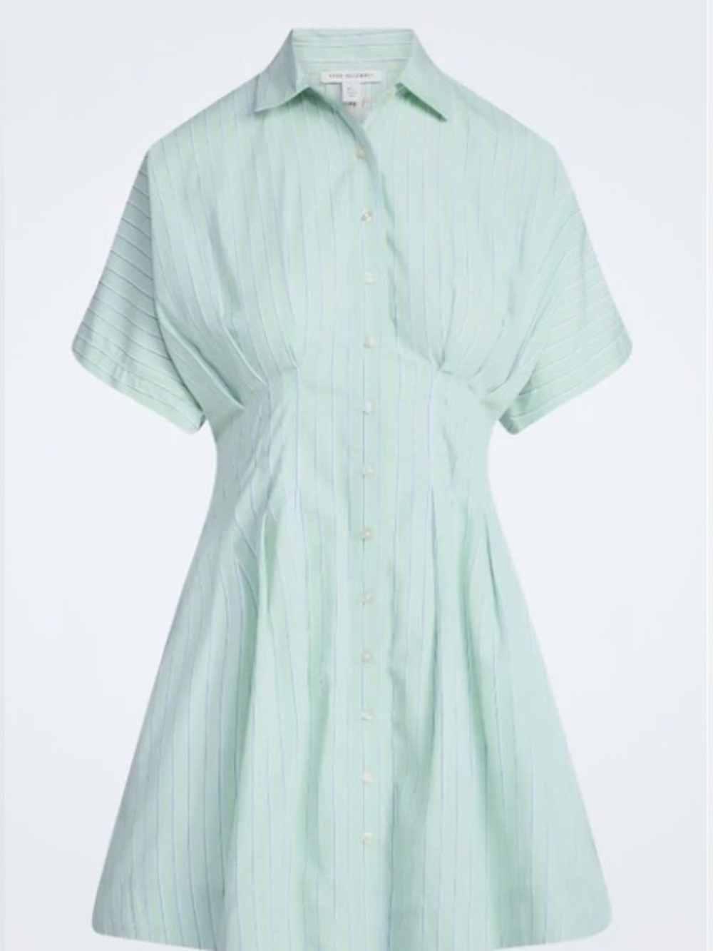 MINT GREEN STRIPED SHIRT MINI DRESS/CORSET WAIST: SIZE M